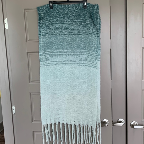 Mersea teal blue tassel comfy scarf - Picture 1 of 4